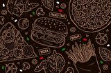 Hamburger Temalı Cafe Duvar Kağıdı Baskı