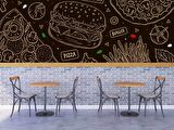 Hamburger Temalı Cafe Duvar Kağıdı Baskı