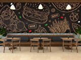 Hamburger Temalı Cafe Duvar Kağıdı Baskı