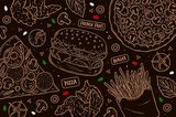 Hamburger Temalı Cafe Duvar Kağıdı Baskı