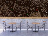 Hamburger Temalı Cafe Duvar Kağıdı Baskı