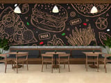 Hamburger Temalı Cafe Duvar Kağıdı Baskı