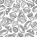 Fast-Food Desenli Cafe Duvar Kağıdı Baskı