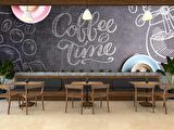 Cafe Desenli-Yazılı Duvar Kağıdı Baskı