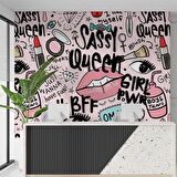 Yazılı Güzellik Merkezi Temalı Duvar Kağıdı Baskı