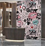 Yazılı Güzellik Merkezi Temalı Duvar Kağıdı Baskı