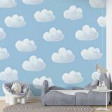 Bulut Desenli Çocuk Odası Duvar Kağıdı Baskı