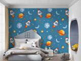 Uzay Temalı Çocuk Odası Duvar Kağıdı Baskı