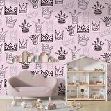 Kraliçe Tacı Temalı Çocuk Odası Duvar Kağıdı Baskı