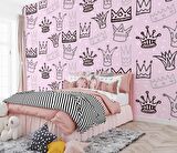 Kraliçe Tacı Temalı Çocuk Odası Duvar Kağıdı Baskı