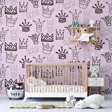Kraliçe Tacı Temalı Çocuk Odası Duvar Kağıdı Baskı