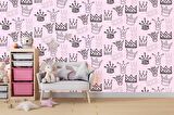 Kraliçe Tacı Temalı Çocuk Odası Duvar Kağıdı Baskı