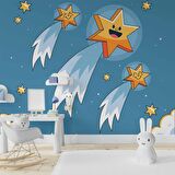 Kayan Yıldız Temalı Çocuk Odası Duvar Kağıdı Baskı