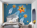 Kayan Yıldız Temalı Çocuk Odası Duvar Kağıdı Baskı