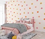 Pembe Yıldız Desenli Çocuk Odası Duvar Kağıdı Baskı
