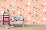 Tavşan Desenli Çocuk Odası Duvar Kağıdı Baskı