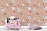 Tavşan Desenli Çocuk Odası Duvar Kağıdı Baskı