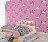 Prenses Tacı Temalı Çocuk Odası Duvar Kağıdı Baskı