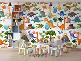 Dinazor Desenli Çocuk Odası Duvar Kağıdı Baskı
