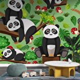 Panda Temalı Çocuk Odası Duvar Kağıdı Baskı