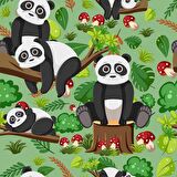 Panda Temalı Çocuk Odası Duvar Kağıdı Baskı