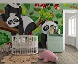 Panda Temalı Çocuk Odası Duvar Kağıdı Baskı