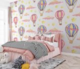 Uçan Balon Temalı Çocuk Odası Duvar Kağıdı Baskı