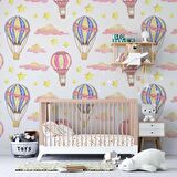 Uçan Balon Temalı Çocuk Odası Duvar Kağıdı Baskı