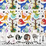 Dinazor Desenli Çocuk Oyun Odası Duvar Kağıdı Baskı