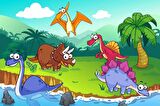 Dinozor Desenli Duvar Kağıdı Baskı