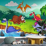Dinozor Desenli Duvar Kağıdı Baskı