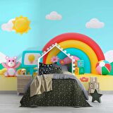 Gökkuşağı Temalı Çocuk Odası Duvar Kağıdı Baskı