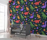 Renkli Dinozor Desenli Çocuk Odası Duvar Kağıdı Baskı