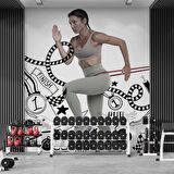 Koşan Kadın Temalı Spor Salonu Duvar Kağıdı Baskı