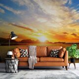 Sandal Deniz Manzaralı Gündoğumu Duvar Kağıdı Baskı