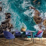 Deniz Kayalık Manzaralı Duvar Kağıdı Baskı