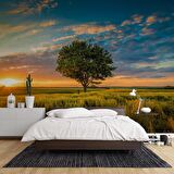 Bulut Ağaç Gündoğumu Manzaralı Duvar Kağıdı Baskı