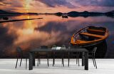 Sandal Göl Günbatımı Manzaralı Duvar Kağıdı Baskı