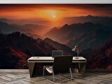 Dağda Günbatımı Manzaralı Duvar Kağıdı Baskı