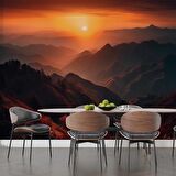 Dağda Günbatımı Manzaralı Duvar Kağıdı Baskı
