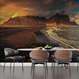 Gündoğumu Deniz Dağ Manzaralı Duvar Kağıdı Baskı