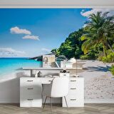 Palmiye Deniz Manzaralı Duvar Kağıdı Baskı