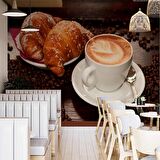 Kahve Kruvasan Cafe Duvar Kağıdı Baskı