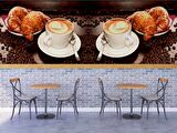Kahve Kruvasan Cafe Duvar Kağıdı Baskı