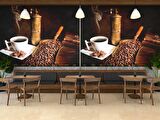 Kahve Öğütme Makinelı Cafe Duvar Kağıdı Baskı