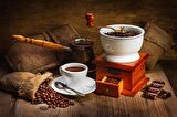Kahve Öğütme ve Cezve Temalı Cafe Duvar Kağıdı Baskı