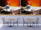 Fincan ve Kahve Temalı Cafe Duvar Kağıdı Baskı