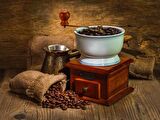 Kahve Öğütme Makineli Cafe Duvar Kağıdı Baskı