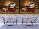 Kahve Öğütme Makineli Cafe Duvar Kağıdı Baskı