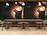 Kahve Makineli Cafe Duvar Kağıdı Baskı